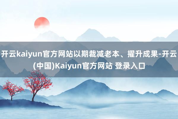 开云kaiyun官方网站以期裁减老本、擢升成果-开云(中国)Kaiyun官方网站 登录入口